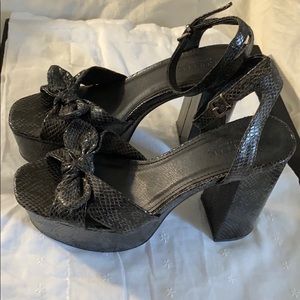 Snake Print Block Heeled Platform Sandals